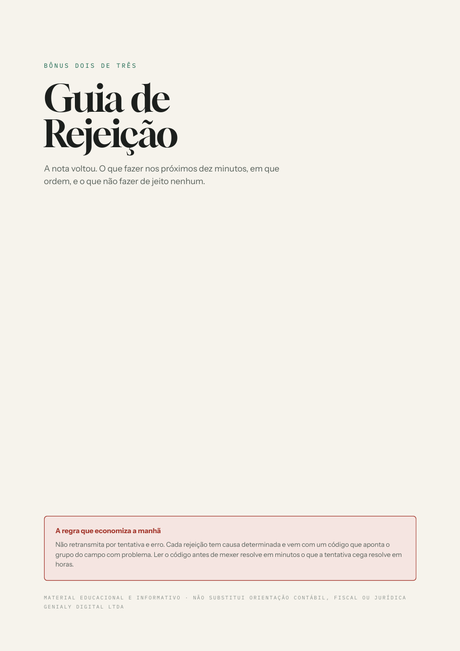 Capa do bônus Guia de Rejeição